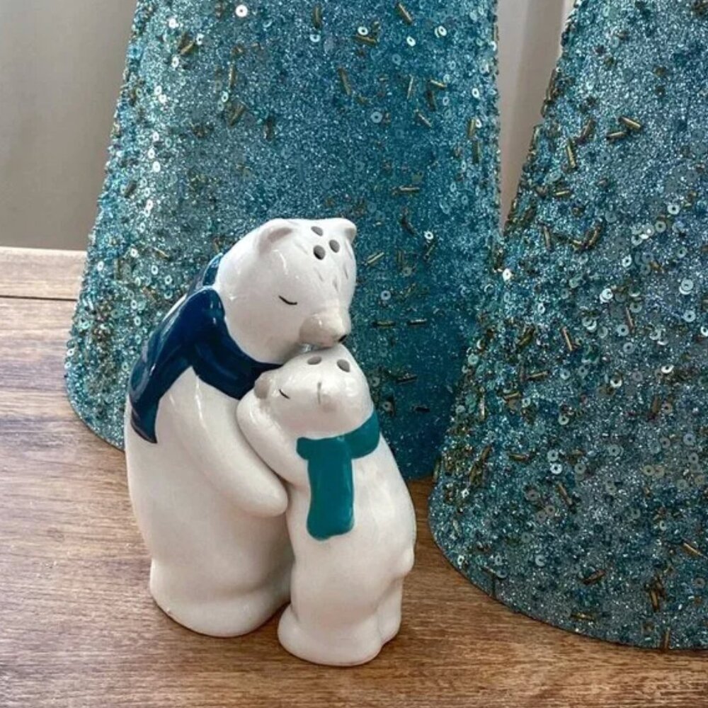 Hugging Polar Bear Ceramic Salt & Pepper Shakers